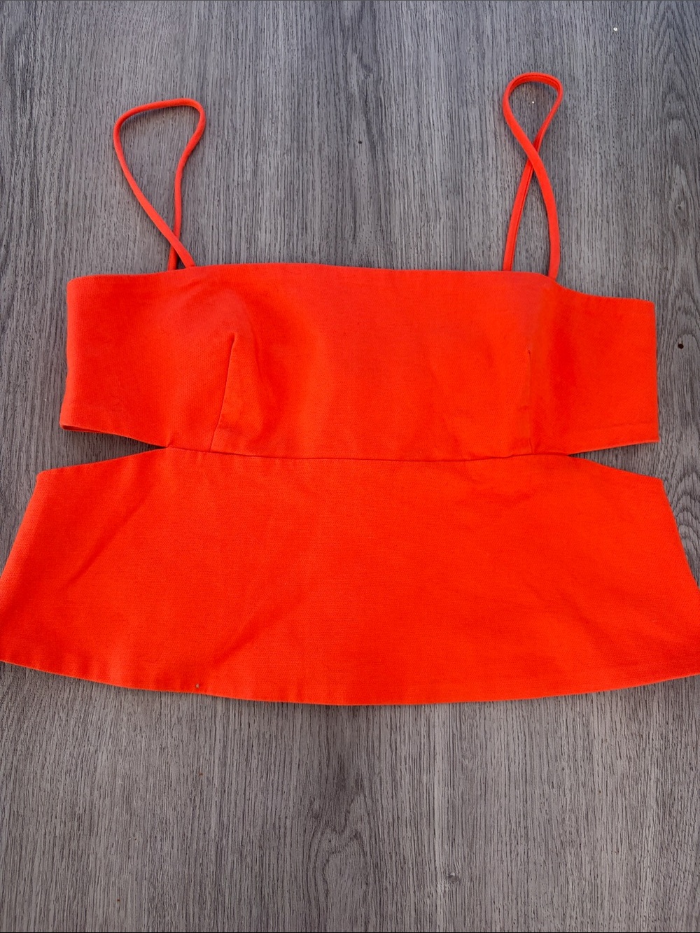 Zara Bright Orange Spaghetti Strap Peplum Top